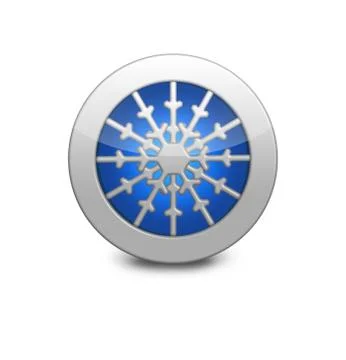 Blue button with snowflake inside. New year イラスト素材