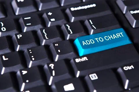 Blue button with text of Add to Chart Stock Photos