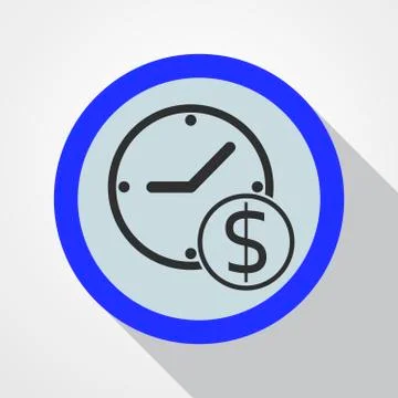 Blue button - time it money - vector illustration. Stock Illustration
