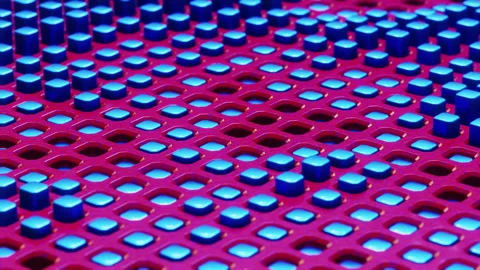 Blue buttons arranged in rows on a red surface. Infinitely looped animation Stock Footage 218718772