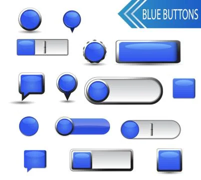 Blue buttons collection Stock Illustration
