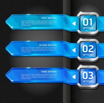 Blue Buttons Website Style Number Options Banner &amp; Card Background. Vector Stock Illustration