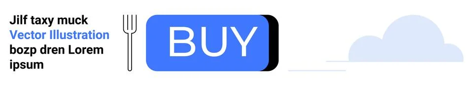 Blue Buy Button with Fork Icon and Sample Text Illustrazione stock