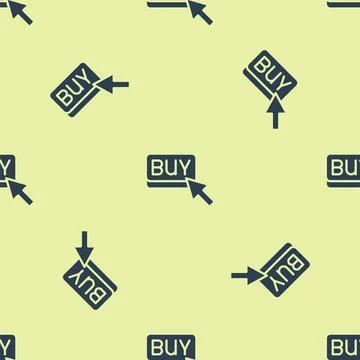 Blue Buy button icon isolated seamless pattern on yellow background. Financial Illustrazione stock