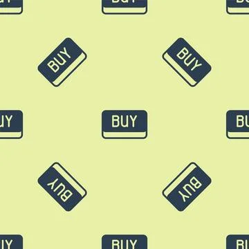 Blue Buy button icon isolated seamless pattern on yellow background. Financia Stockillustratie
