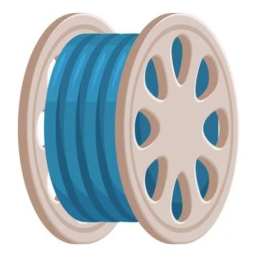 Blue cable on a beige spool winder for electrical engineering projects Stock Illustration