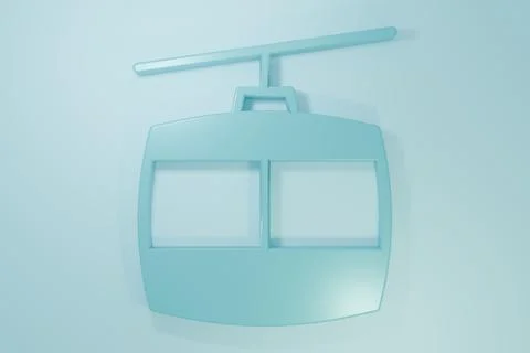 Blue Cable car icon isolated on blue background. Funicular sign. Minimalism.. Stock Illustration