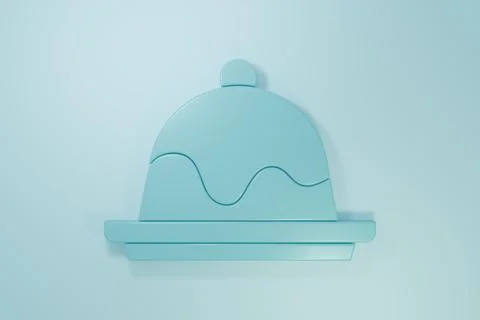 Blue Cake icon isolated on blue background. Happy Birthday. Minimalism conc.. Stock Illustration