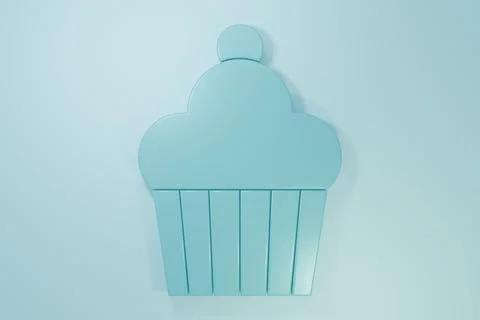 Blue Cake icon isolated on blue background. Happy Birthday. Minimalism conc.. Stock Illustration
