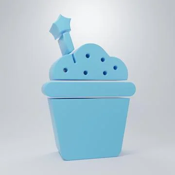 Blue Cake icon isolated on grey background. Happy Birthday. Minimalism conc.. Stock Illustration