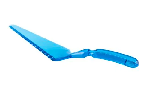 Blue cake spatula tool flat Stock Photos