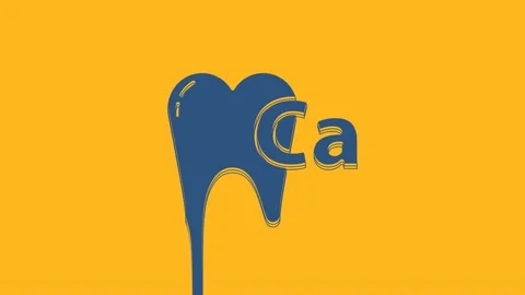 Blue Calcium for tooth icon isolated on orange background. Tooth symbol for Stock Footage 234712464