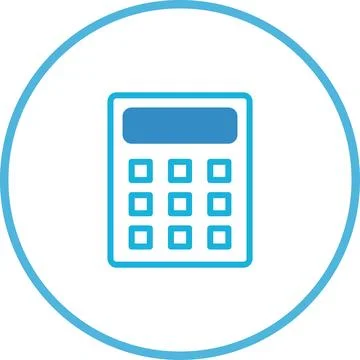 Blue Calculator Icon Isolated on White Background in Circular Frame Design Stock Illustration