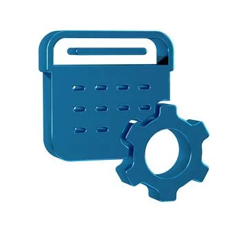 Blue Calendar settings icon isolated on transparent background. Date settings Stock Illustration