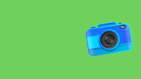 Blue camera capturing photo animated video clip Stock Footage 245743361