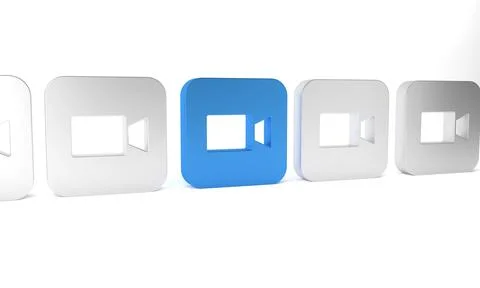 Blue Camera icon isolated on white background. Video camera. Movie sign. Fi.. Stock Illustration
