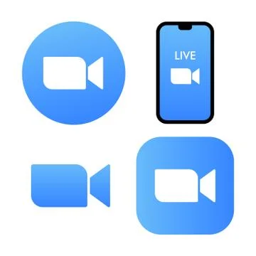 Blue camera icon - Zoom app logo vector - Live media streaming application for Stock Illustration