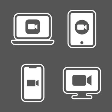 Blue camera icons - Camera app icons on different gadgets. EPS 10 Stock-Illustration