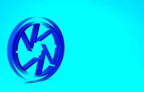 Blue Camera shutter icon isolated on blue background. Minimalism concept. 3d  Illustrazione stock