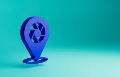 Blue Camera shutter icon isolated on blue background. Minimalism concept. 3D Stock Illustration