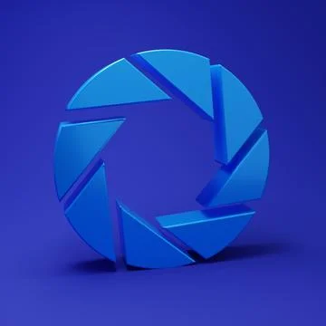 Blue Camera shutter icon isolated on blue background. Minimalism concept. 3.. 스톡 일러스트