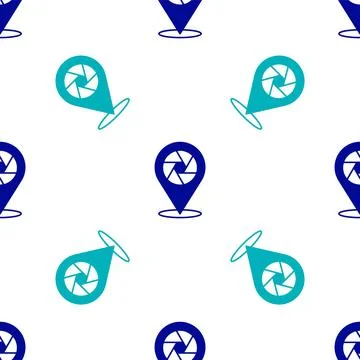 Blue Camera shutter icon isolated seamless pattern on white background.  Vect Stockillustratie