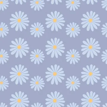 Blue Camomile. Endless vector pattern. Seamless wildflower pattern. Stock Illustration