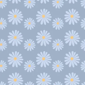 Blue Camomile. Endless vector pattern. Seamless wildflower pattern. 스톡 일러스트