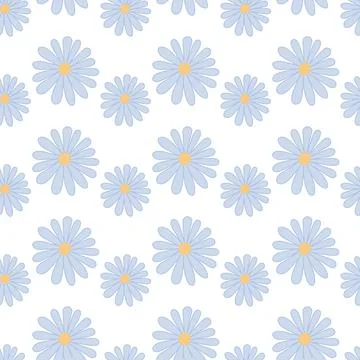Blue Camomile. Endless vector pattern. Seamless wildflower pattern. 스톡 일러스트