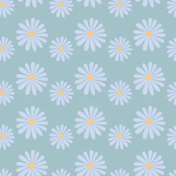 Blue Camomile. Endless vector pattern. Seamless wildflower pattern. 스톡 일러스트