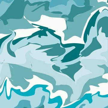 Blue camouflage abstract pattern with fluid oceanic shapes Stock Illustration