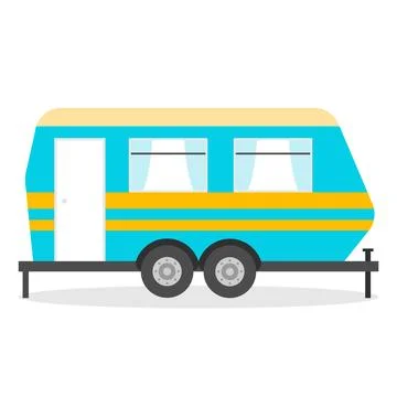 Blue camper trailer vector illustration industrial recreational vehicle Ilustración de archivo