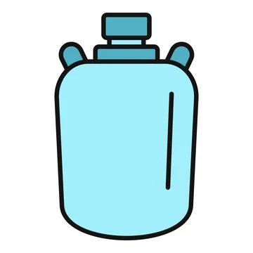 Blue camping canteen flat vector line icon Stock Illustration