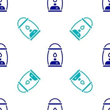 Blue Camping lantern icon isolated seamless pattern on white background. Vector Stock Illustration