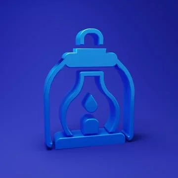 Blue Camping lantern icon isolated on blue background. Minimalism concept. .. Stock Illustration