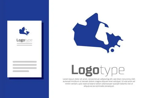 Blue Canada map icon isolated on white background. Logo design template element Stock Illustration