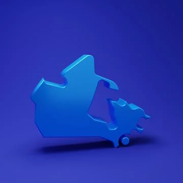 Blue Canada map icon isolated on blue background. Minimalism concept. 3D re.. Stock Illustration