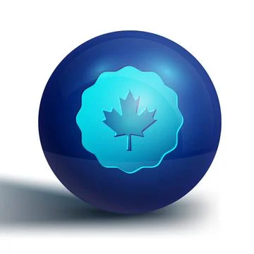Blue Canadian maple leaf icon isolated on white background. Canada symbol map Stock Illustration