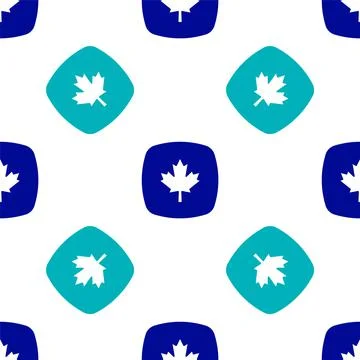 Blue Canadian maple leaf icon isolated seamless pattern on white background 스톡 일러스트