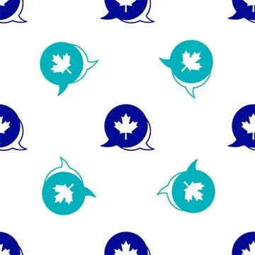 Blue Canadian maple leaf icon isolated seamless pattern on white background Stock Illustration