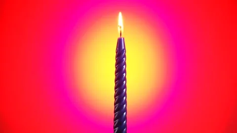 Blue candle burning and rotating on the glow red background Stock Footage 112717505