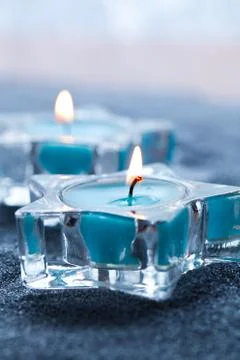 Blue candles Stock Photos