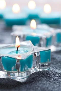 Blue candles Stock Photos