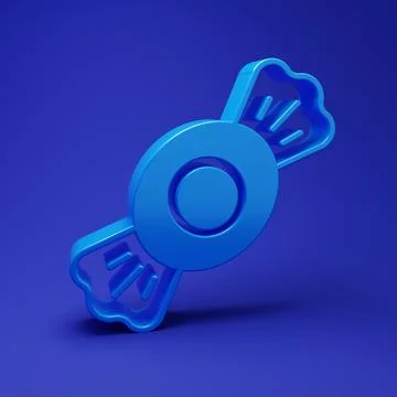 Blue Candy icon isolated on blue background. Minimalism concept. 3D render .. Stock Illustration