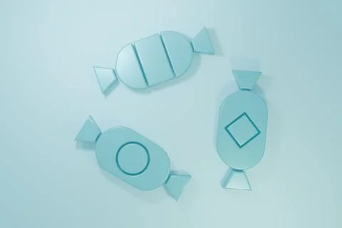 Blue Candy icon isolated on blue background. Minimalism concept. 3D render .. Stock Illustration