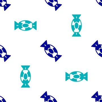 Blue Candy icon isolated seamless pattern on white background. Happy Halloween Illustrazione stock