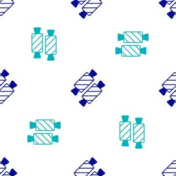 Blue Candy icon isolated seamless pattern on white background. Happy Valent.. Stock Illustration
