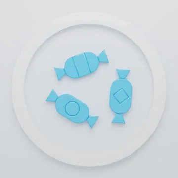 Blue Candy icon isolated on white background. Minimalism concept. 3D render.. Stock Illustration