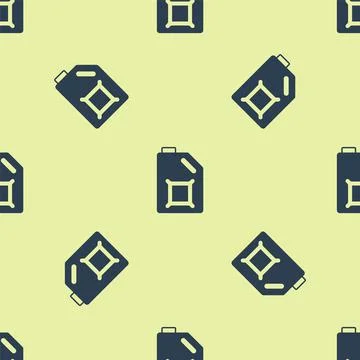 Blue Canister for motor machine oil icon isolated seamless pattern on yellow Stock Illustration