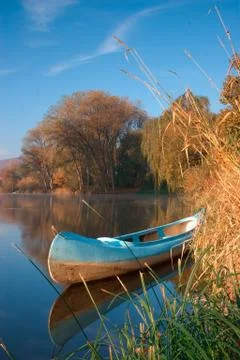 Blue canoe Stock Photos